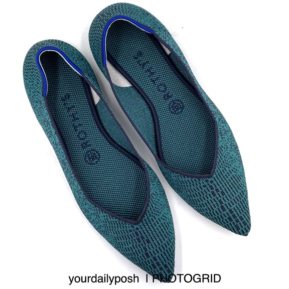 Rothy’s The Point Spruce Python blue green flats US 8.5 - Picture 8 of 16
